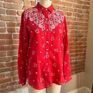 Women's Red and White Blouse
